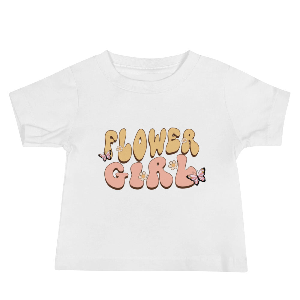 Baby White T-Shirt - Flower Girl, Front View