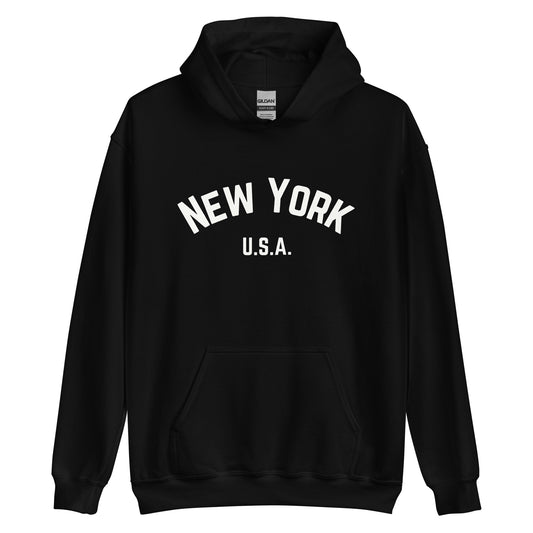 Mens Black Hoodie - New York Graphic Design, Front View